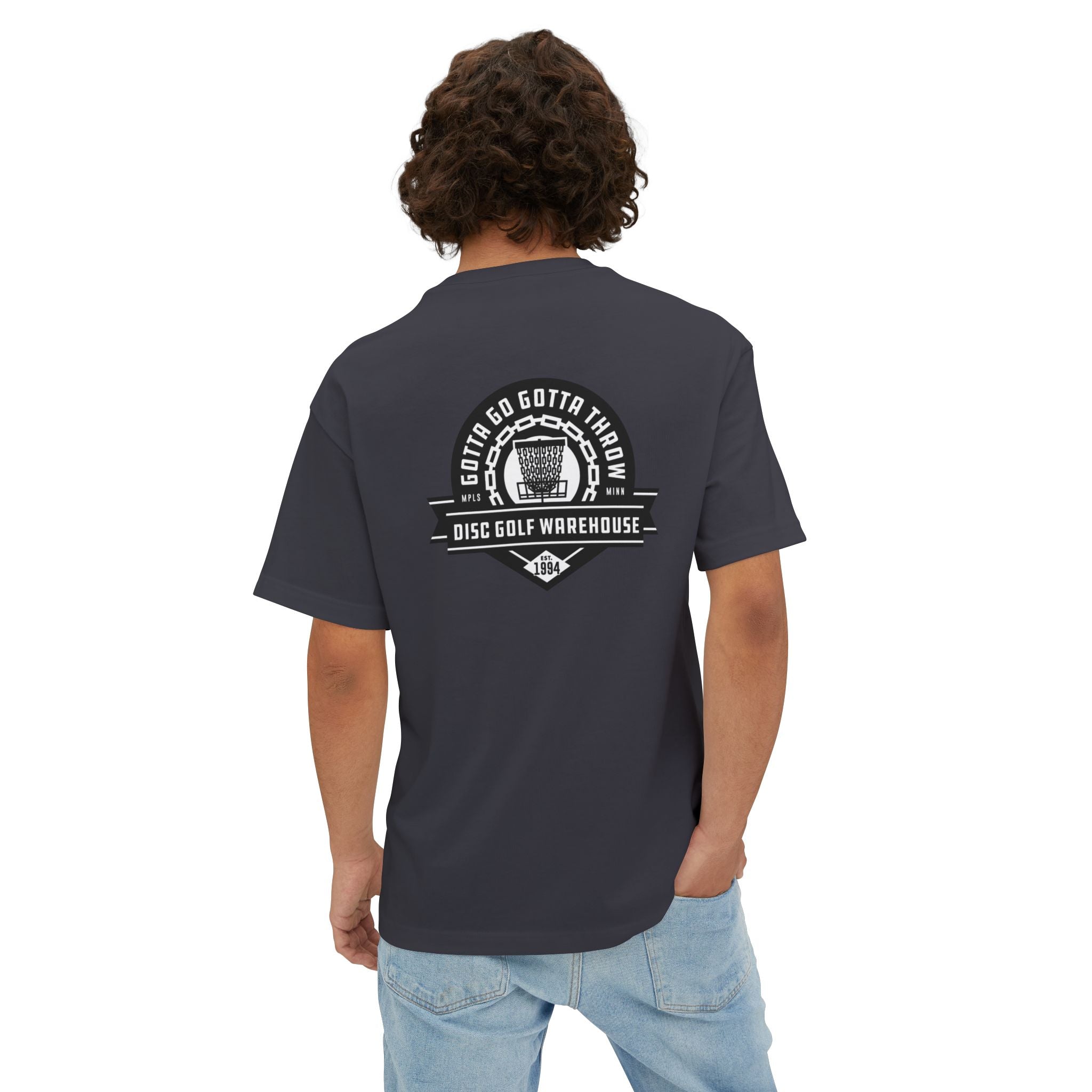 Gotta Go Gotta Throw Bar Stamp Unisex Oversized Boxy Disc Golf T-Shirt [AVAILABLE ONLINE ONLY]