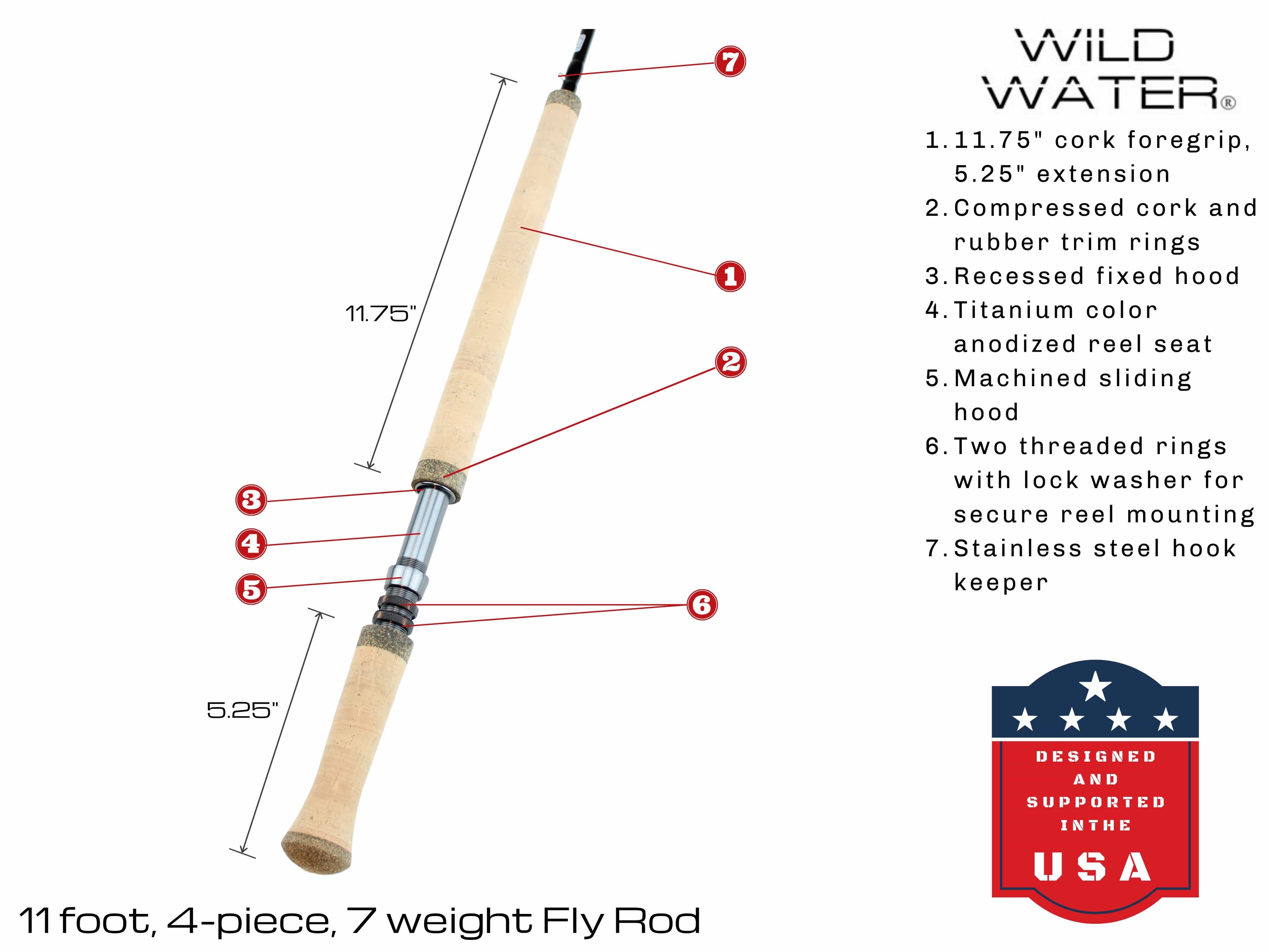 Wild Water Fly Fishing Combo for Bass and Pike, 11 ft 7 wt Switch Rod