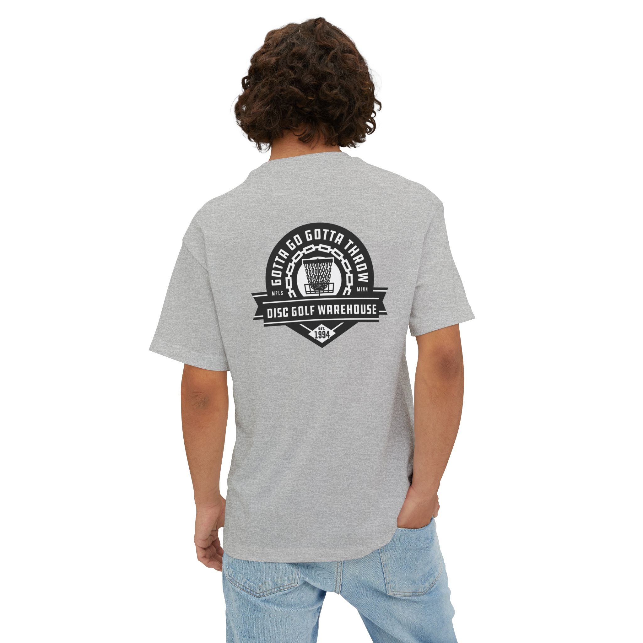 Gotta Go Gotta Throw Bar Stamp Unisex Oversized Boxy Disc Golf T-Shirt [AVAILABLE ONLINE ONLY]