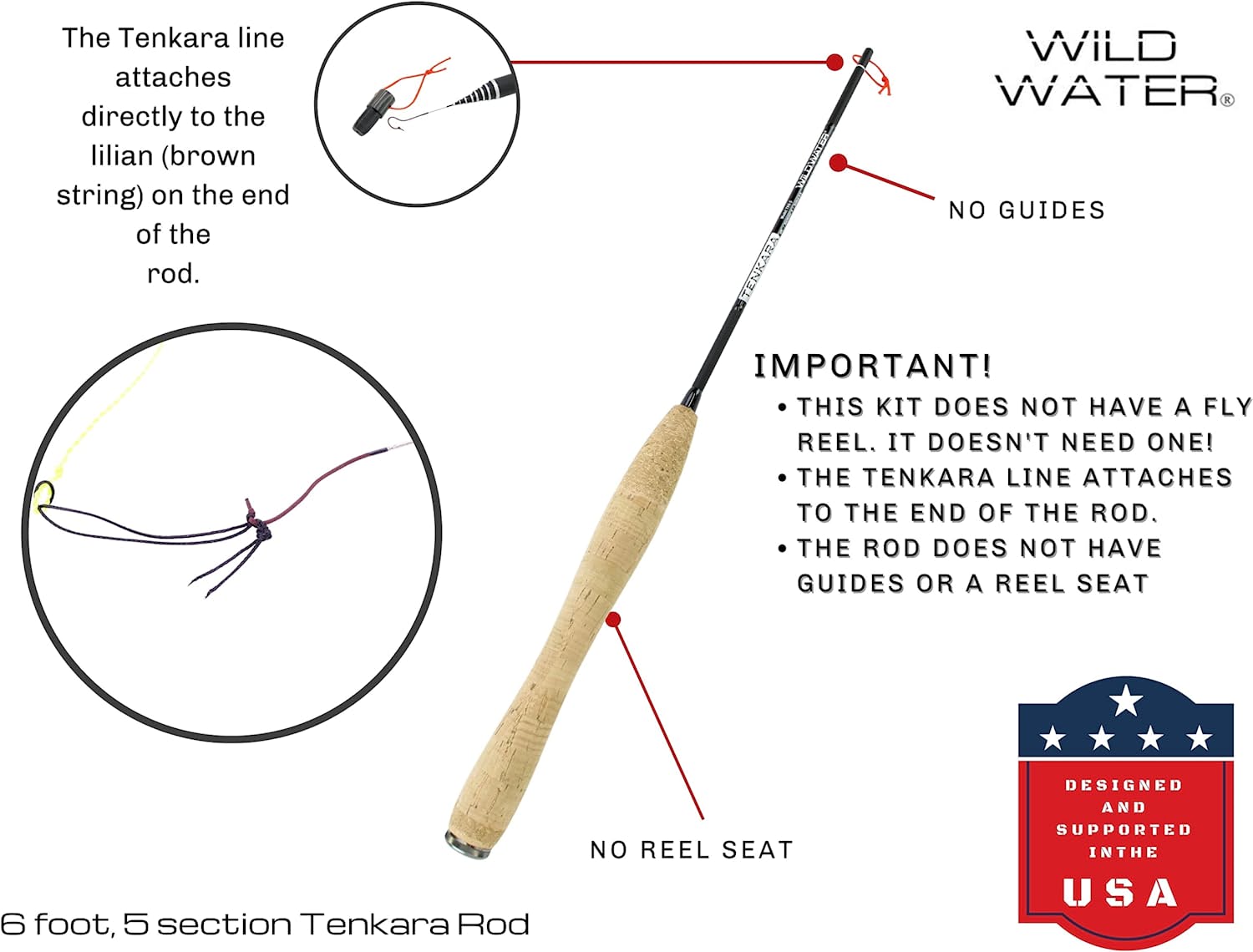 Wild Water Tenkara Fly Fishing Kit 6 ft Rod