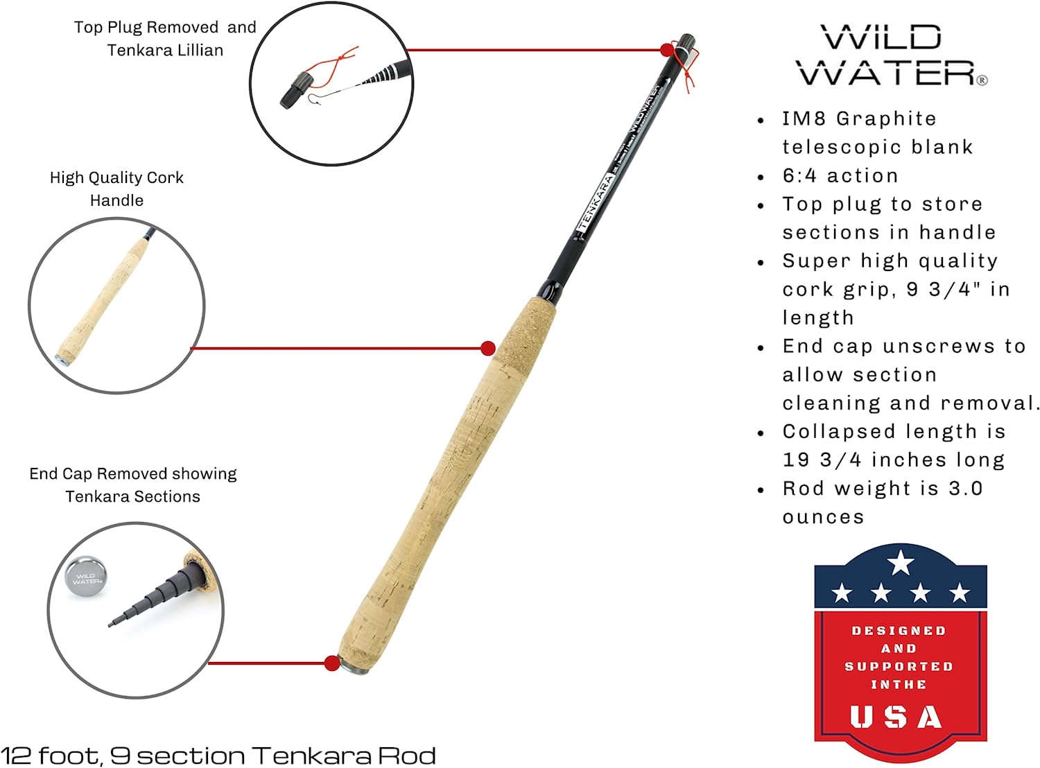 Wild Water Tenkara Fly Fishing Kit 12 ft Rod