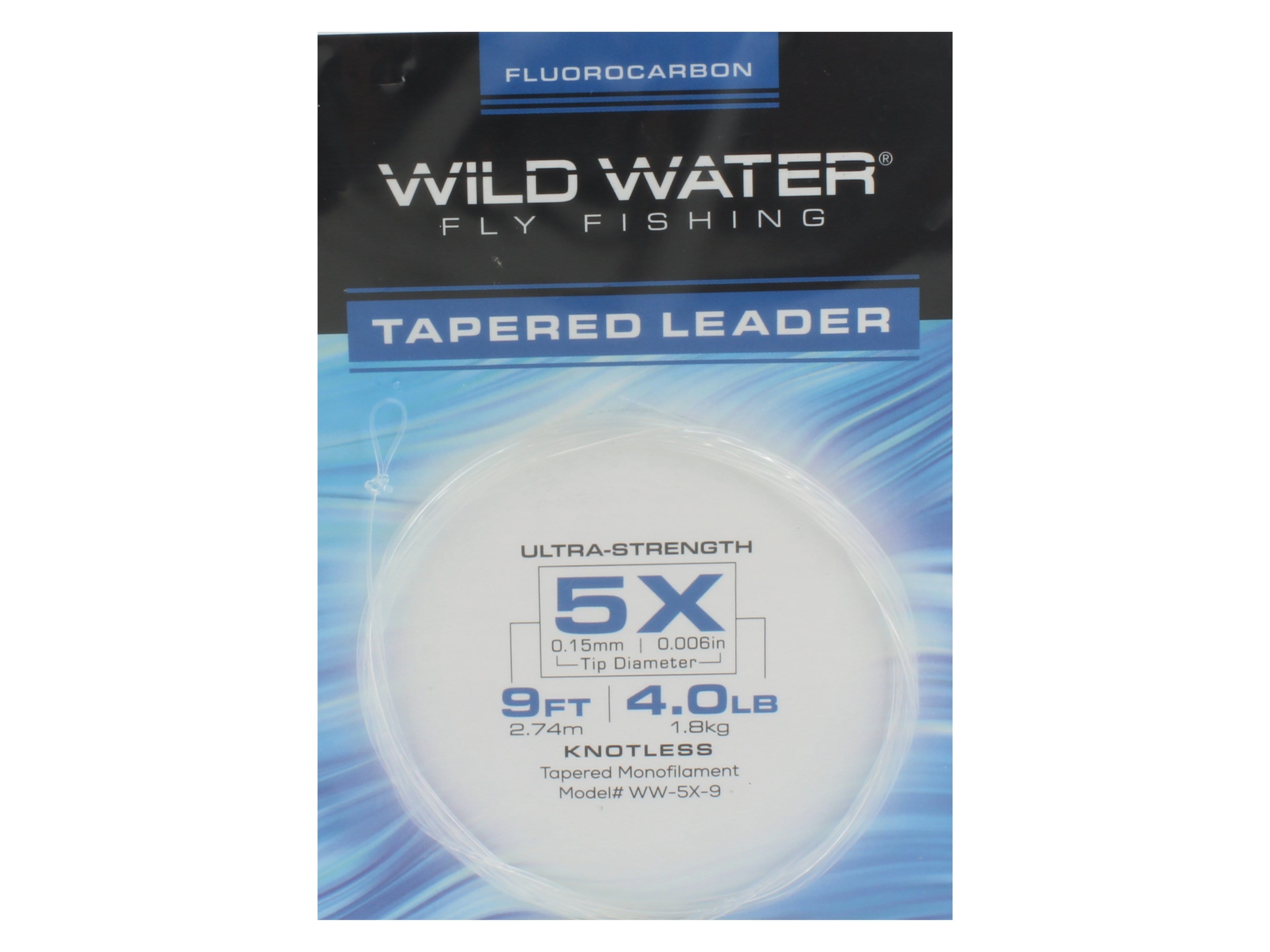 Wild Water Fly Fishing Fluorocarbon Leader 5X, 9', 3 Pack