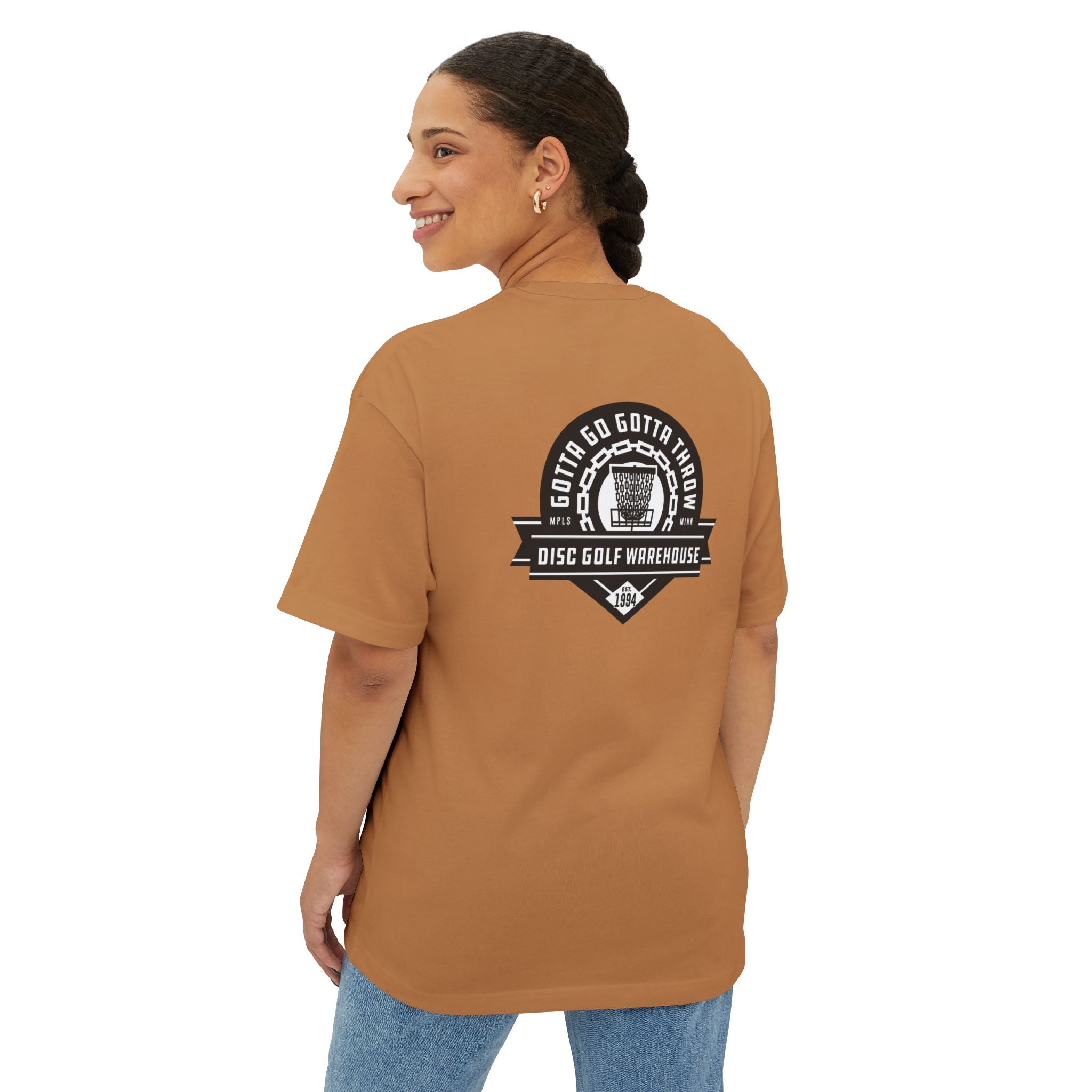 Gotta Go Gotta Throw Bar Stamp Unisex Oversized Boxy Disc Golf T-Shirt [AVAILABLE ONLINE ONLY]