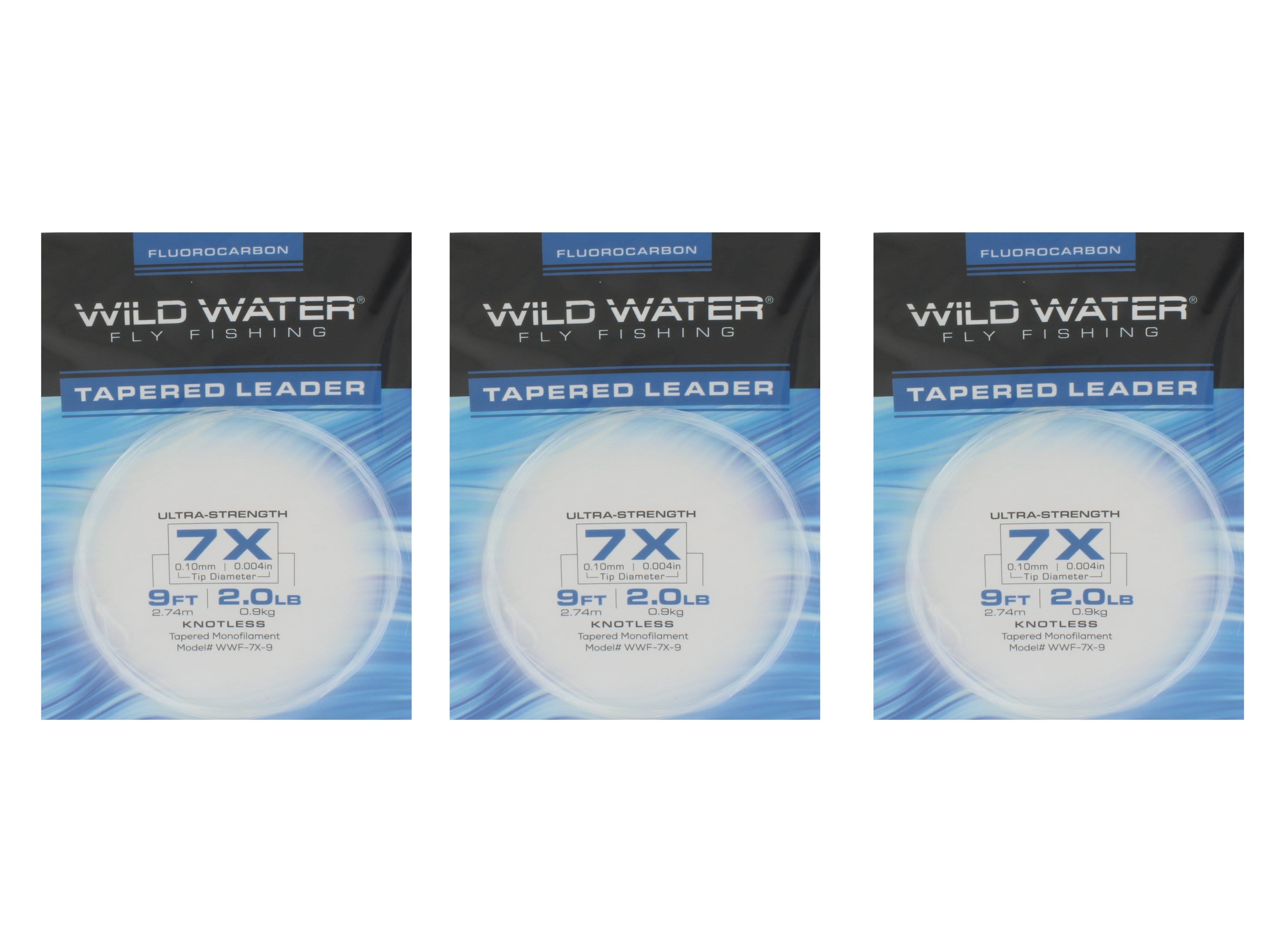 Wild Water Fly Fishing Fluorocarbon Leader 7X, 9', 3 Pack