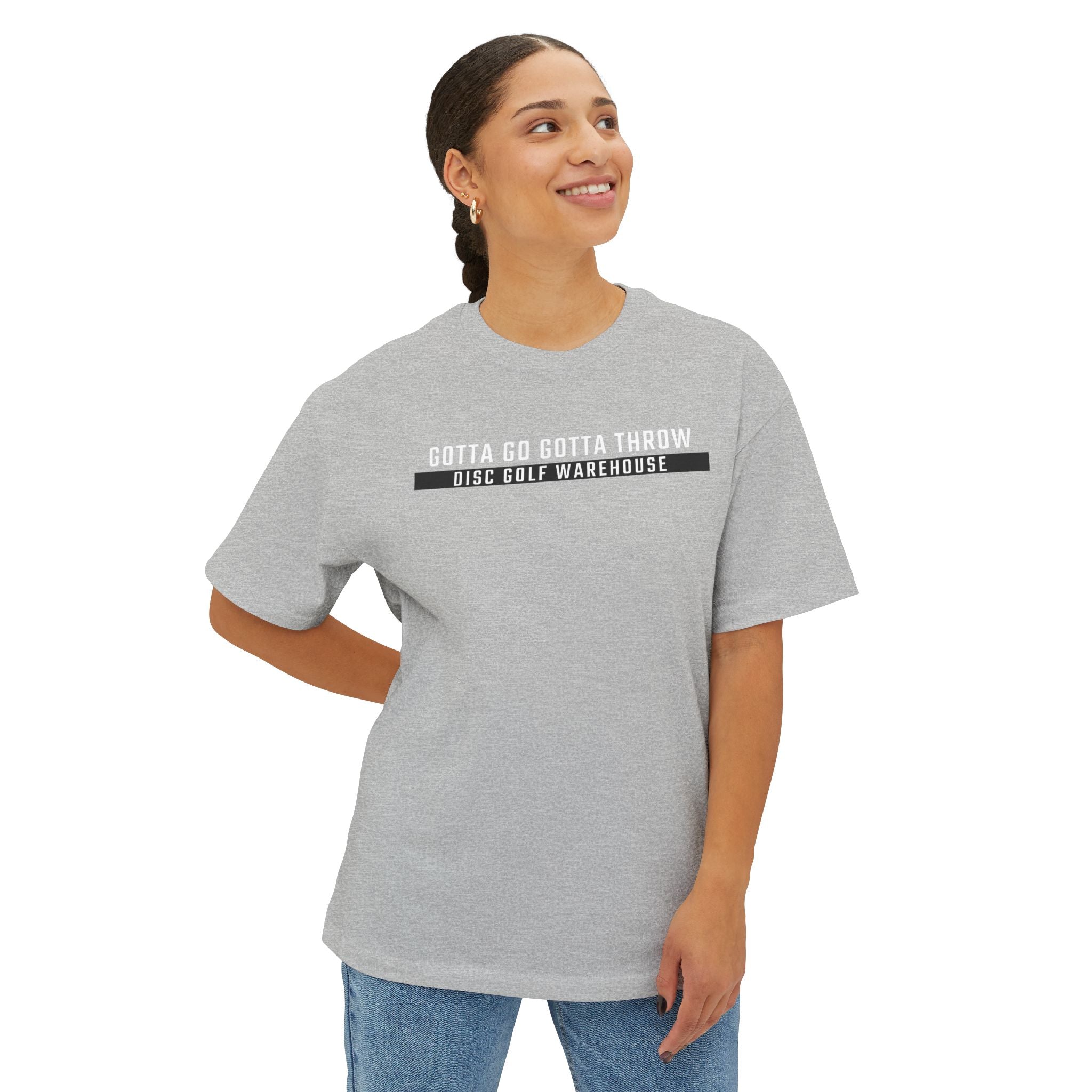 Gotta Go Gotta Throw Bar Stamp Unisex Oversized Boxy Disc Golf T-Shirt [AVAILABLE ONLINE ONLY]