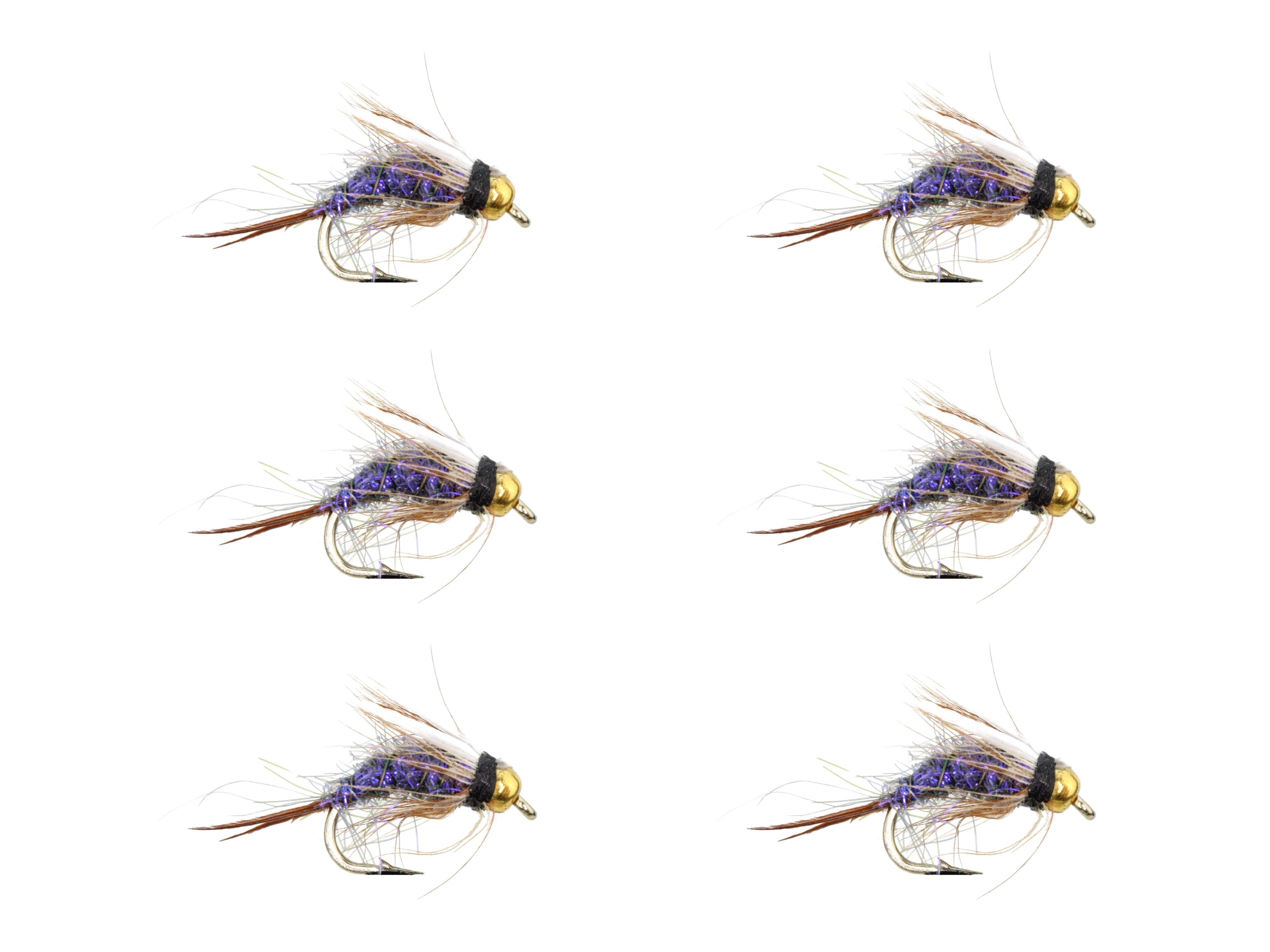 Wild Water Fly Fishing Bead Head Purple Prince Nymph, Size 14, Qty. 6