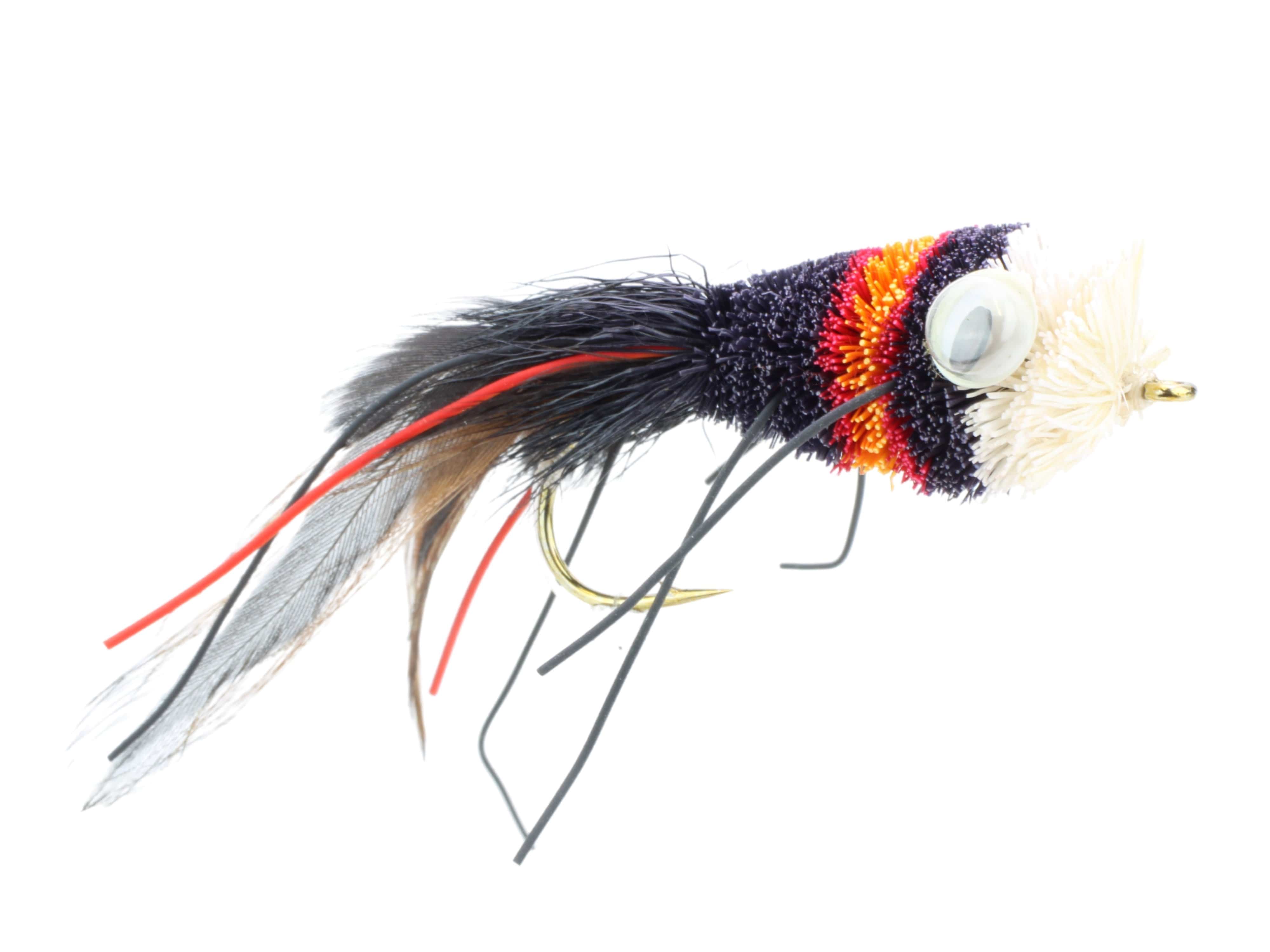 Wild Water Fly Fishing Black, Red and Orange Deer Hair Bass Bug, size 2, qty. 2