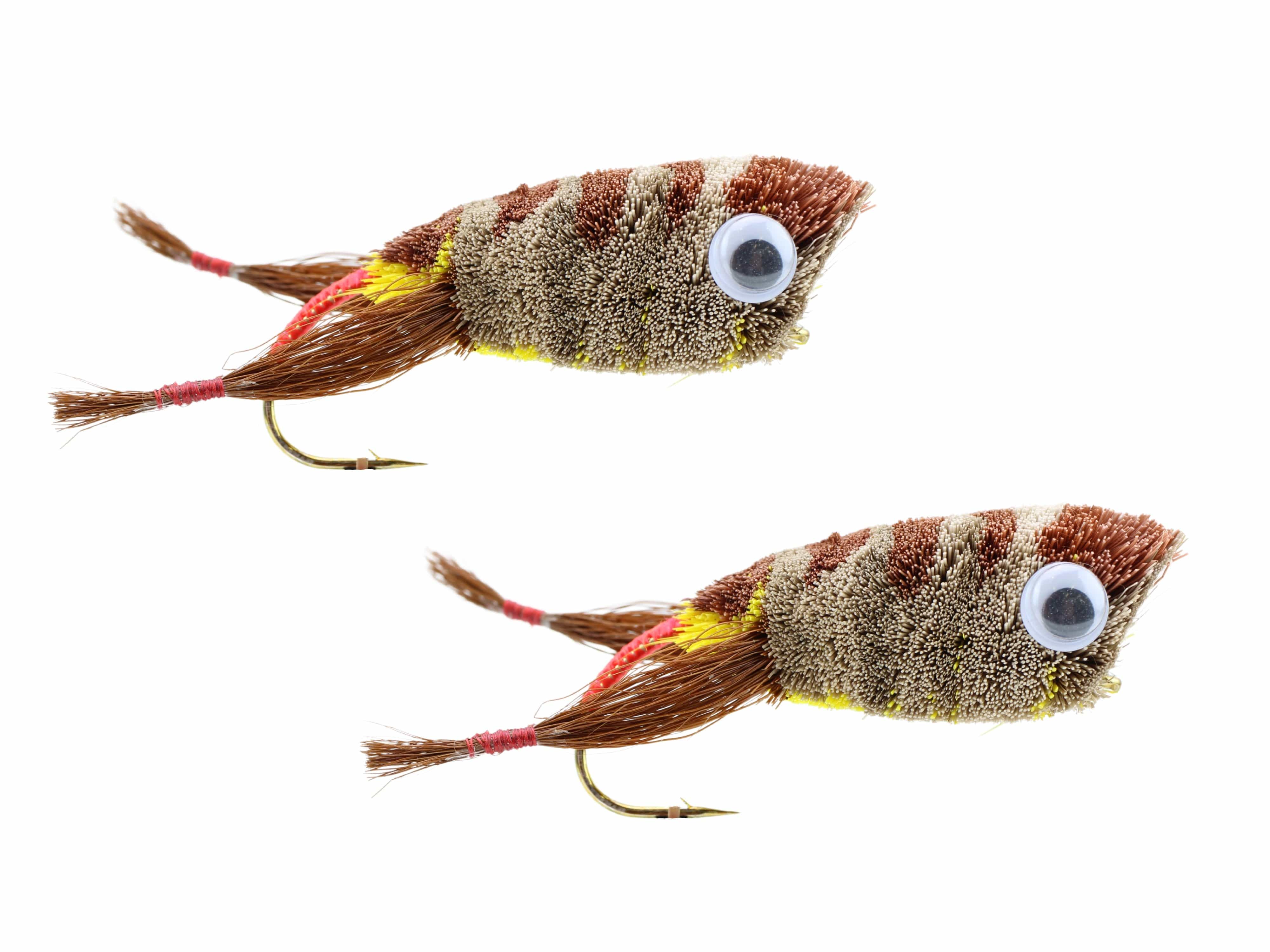 Wild Water Fly Fishing Deer Hair Brown Frog Popper, Size 2, Qty. 2