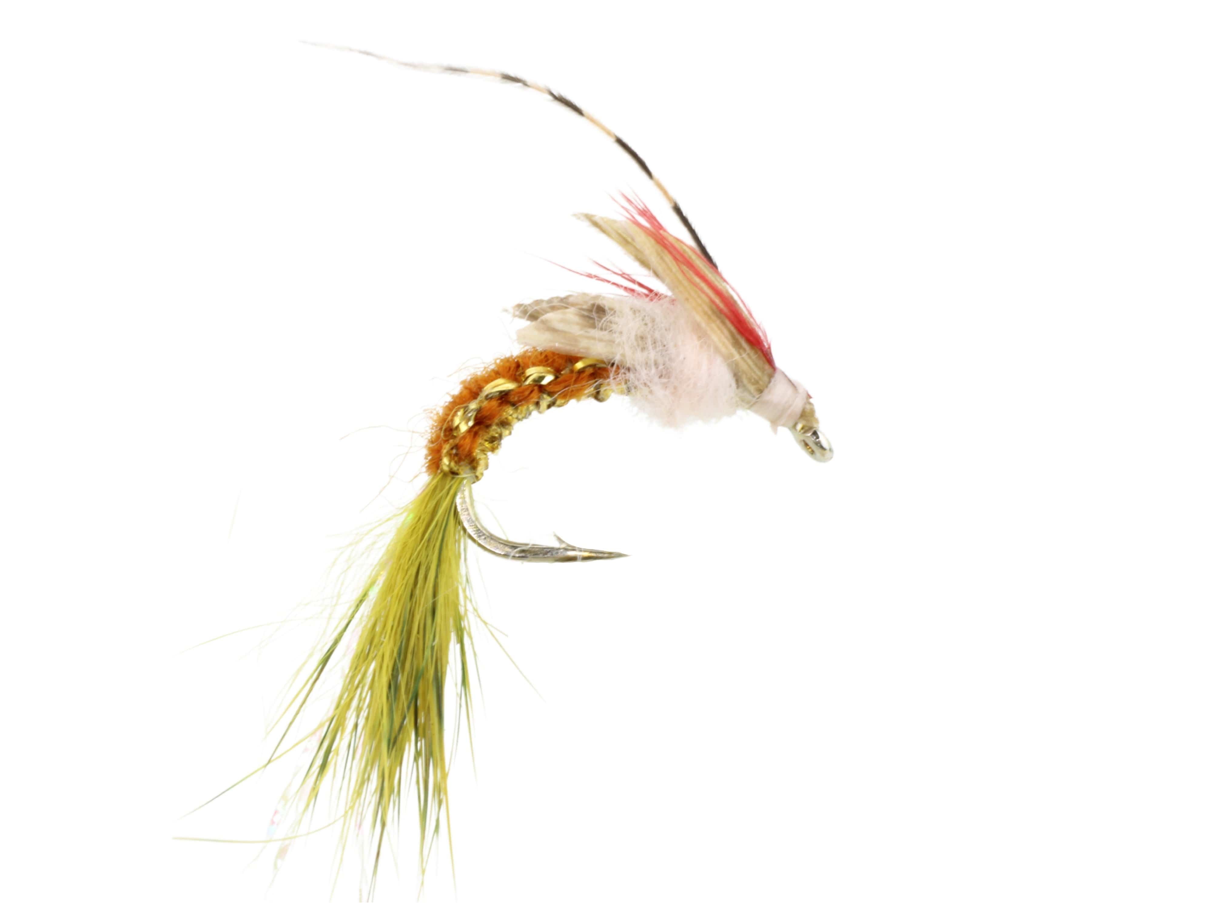 Wild Water Fly Fishing Woven Brown and Olive Caddis, Size 10, Qty. 6