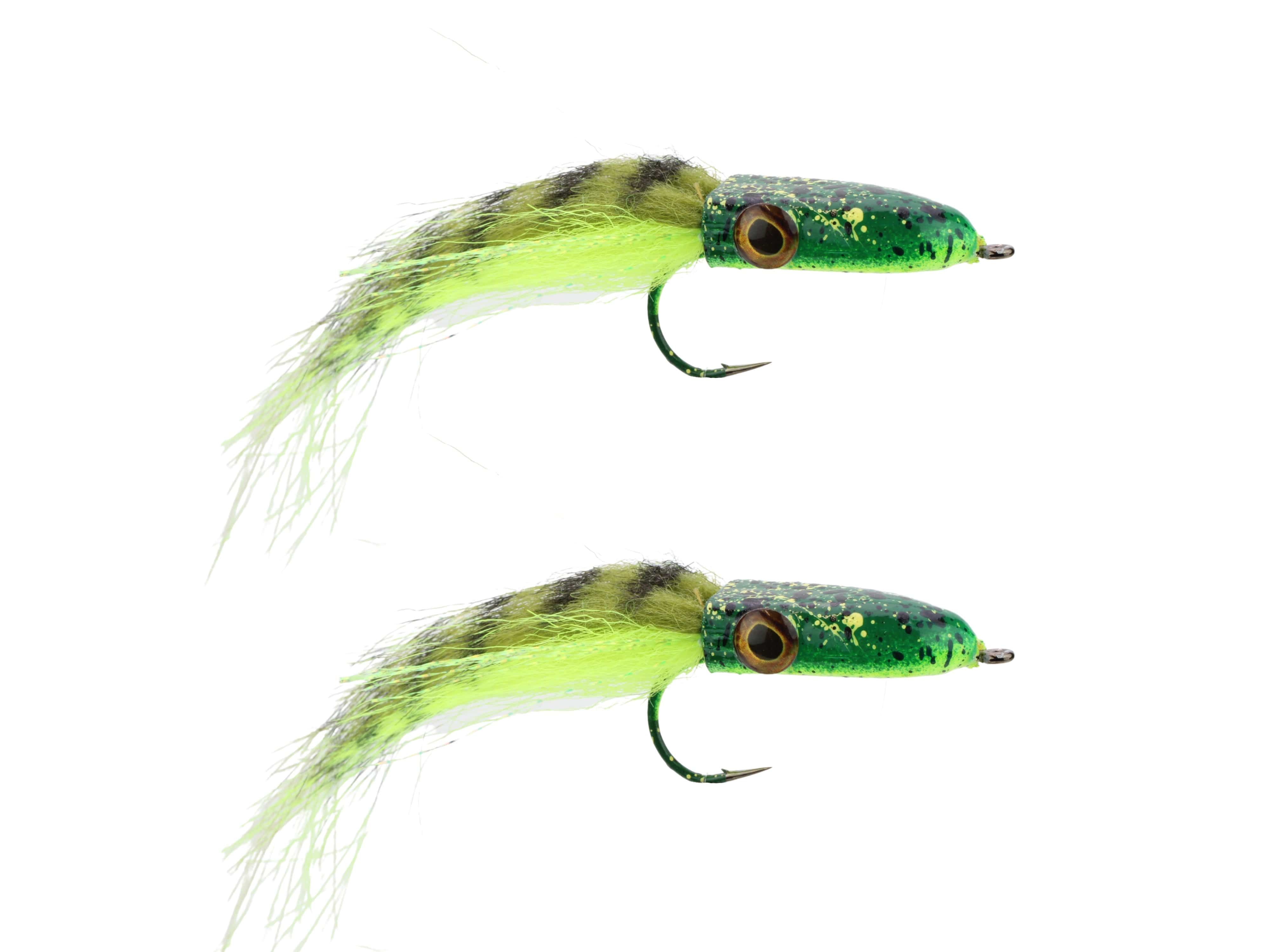 Wild Water Fly Fishing Camo Frog Pattern Snake Head Popper, Size 2/0, Qty. 2