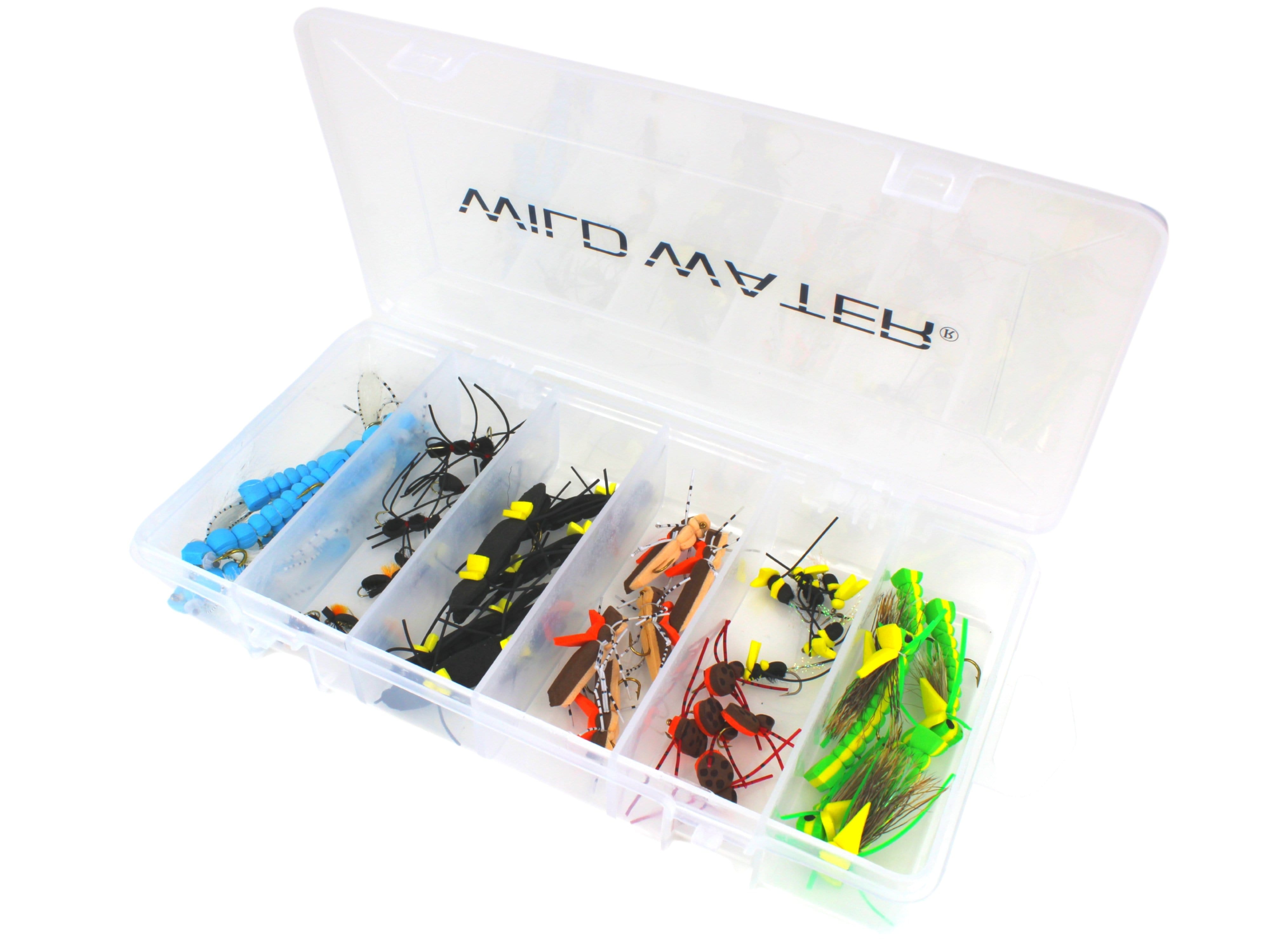 Wild Water Foam Fly Assortment, 40 Flies with Large 6 Section Fly Box