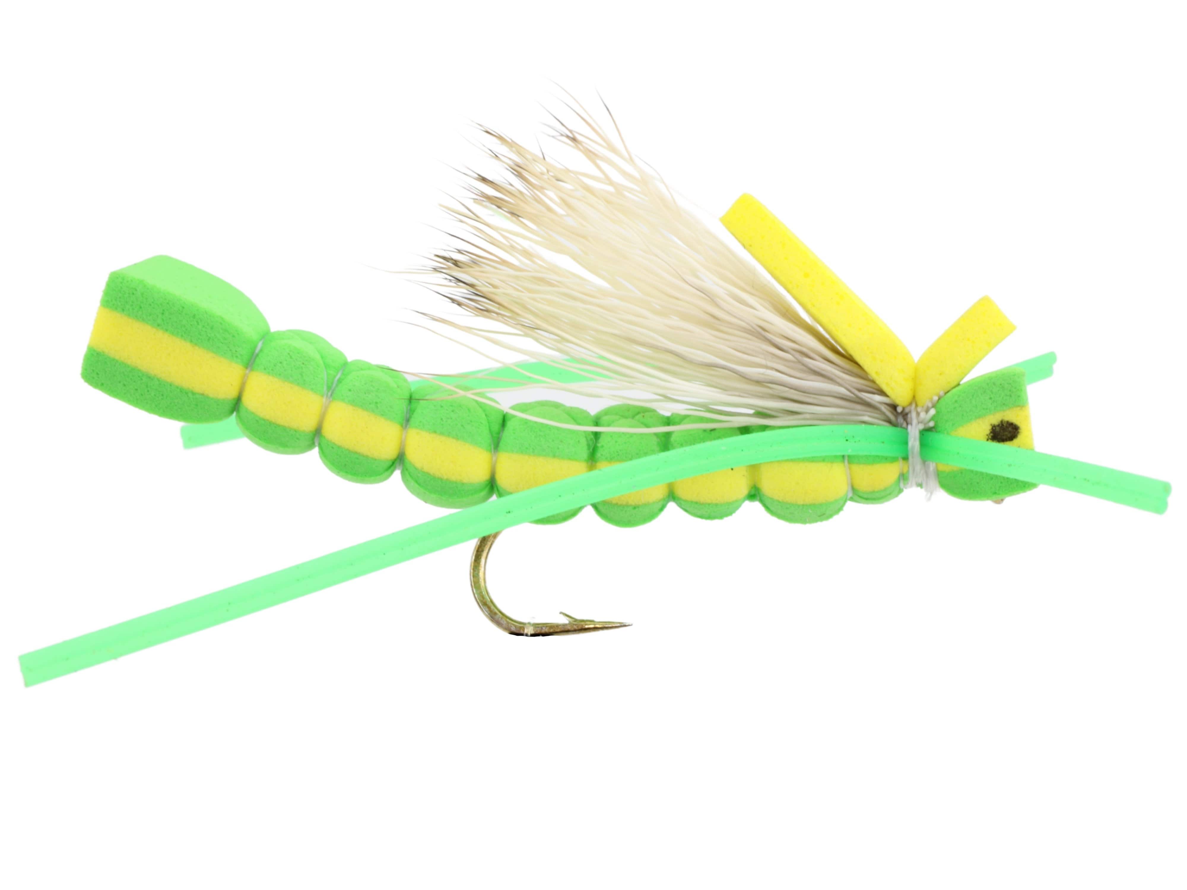 Wild Water Fly Fishing Foam Green Grasshopper, Size 8, Qty. 6