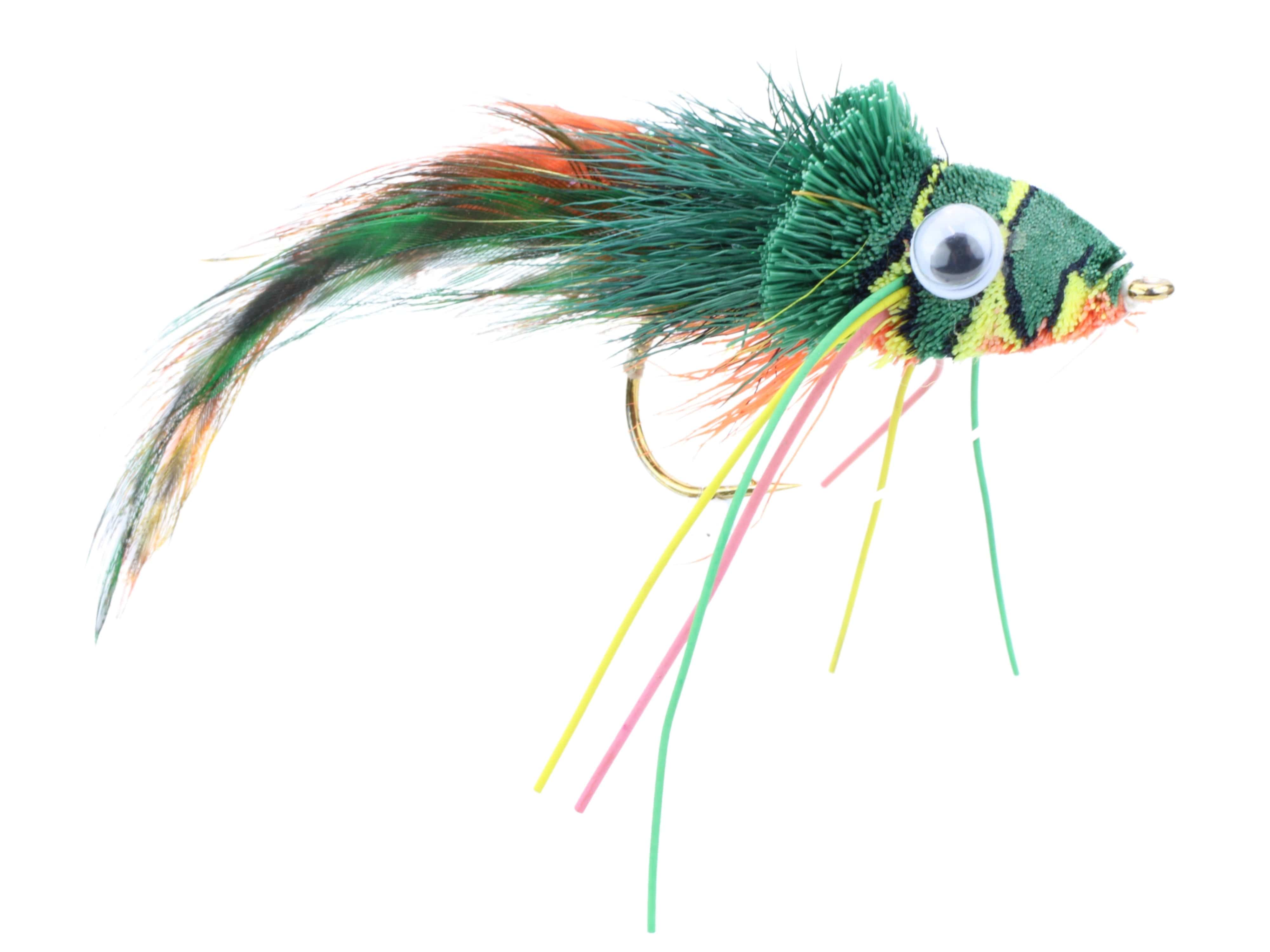 Wild Water Fly Fishing Green, Yellow and Orange Deer Hair Diver, Size 2, Qty. 2