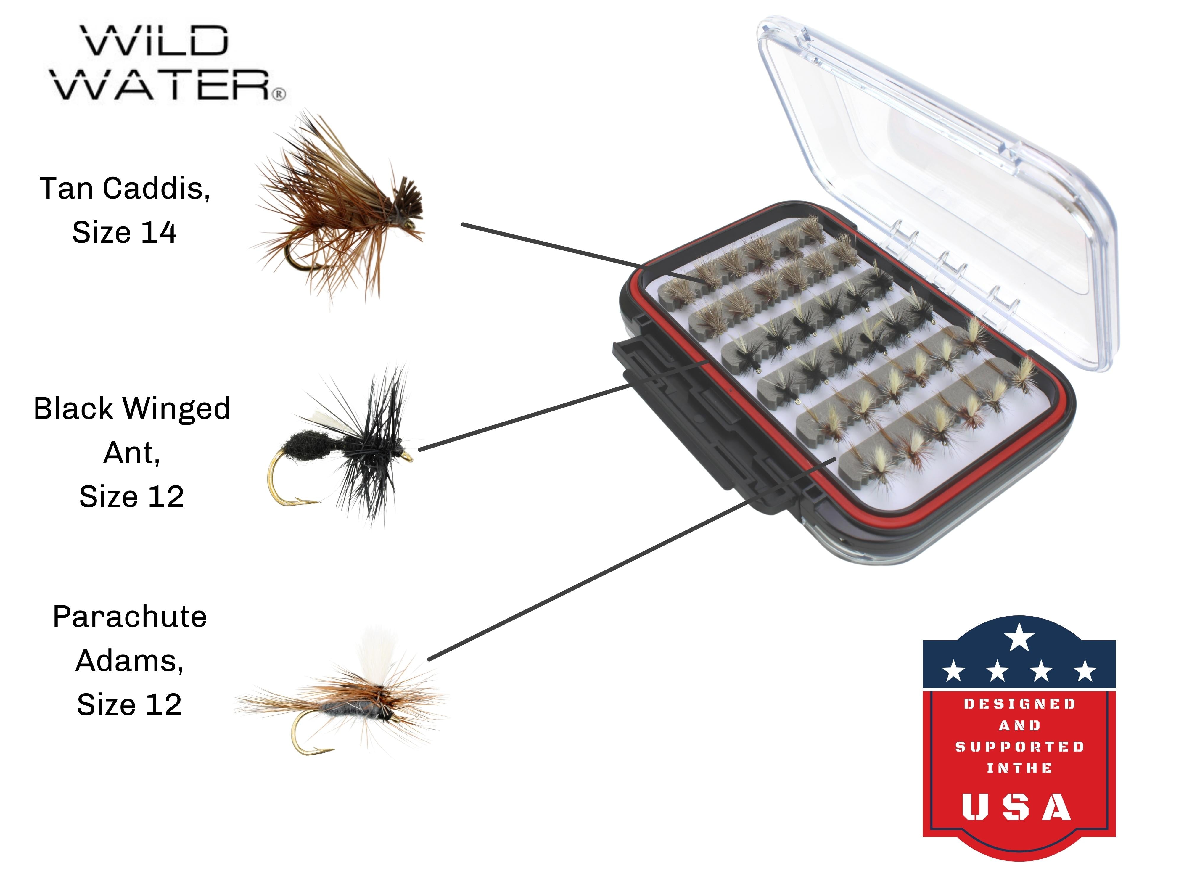 Wild Water Dry Fly Assortment, 72 Flies with Large Fly Box