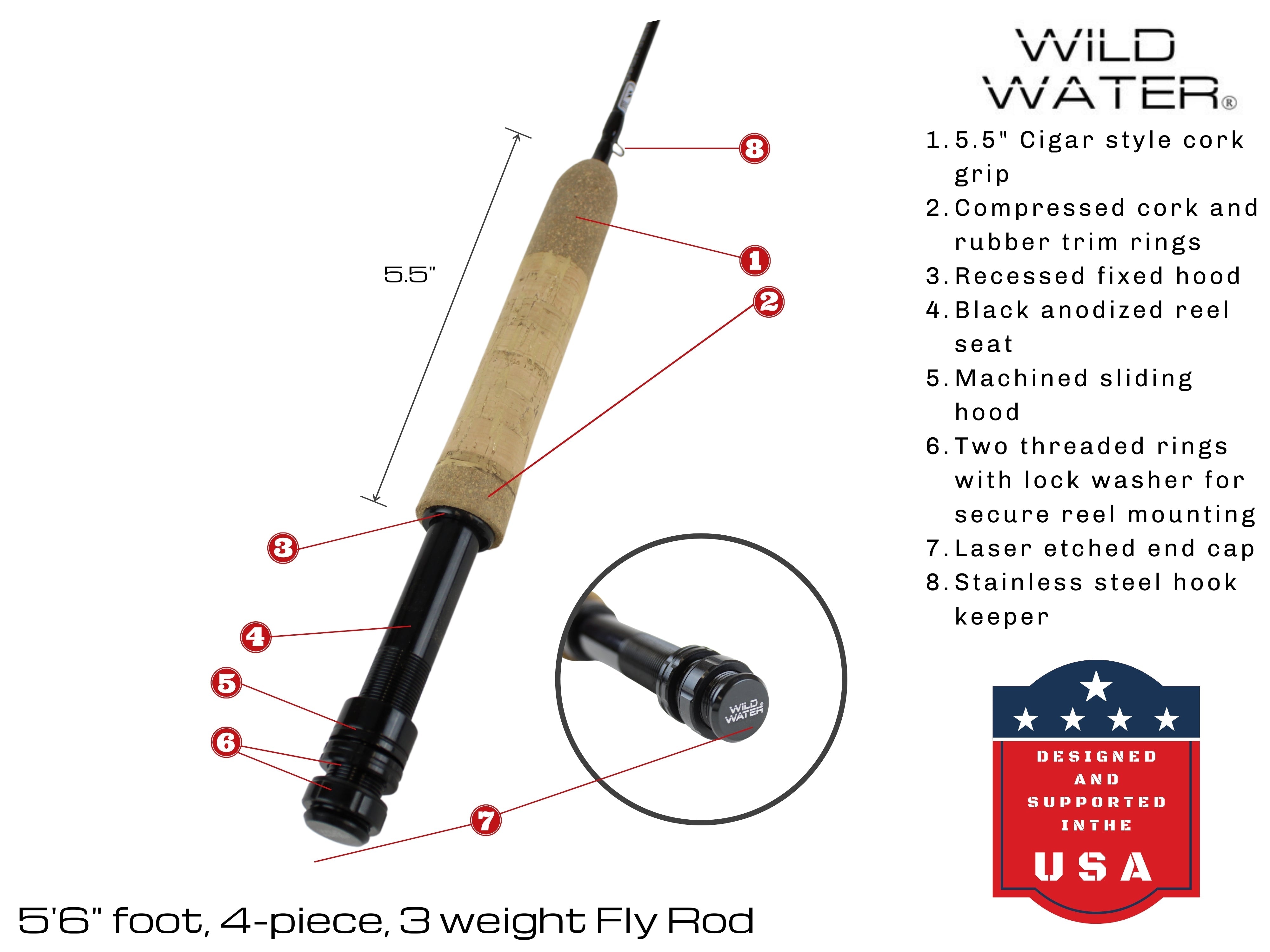 Wild Water Standard Fly Fishing Kit, 5 ft 6 in 3 wt Rod