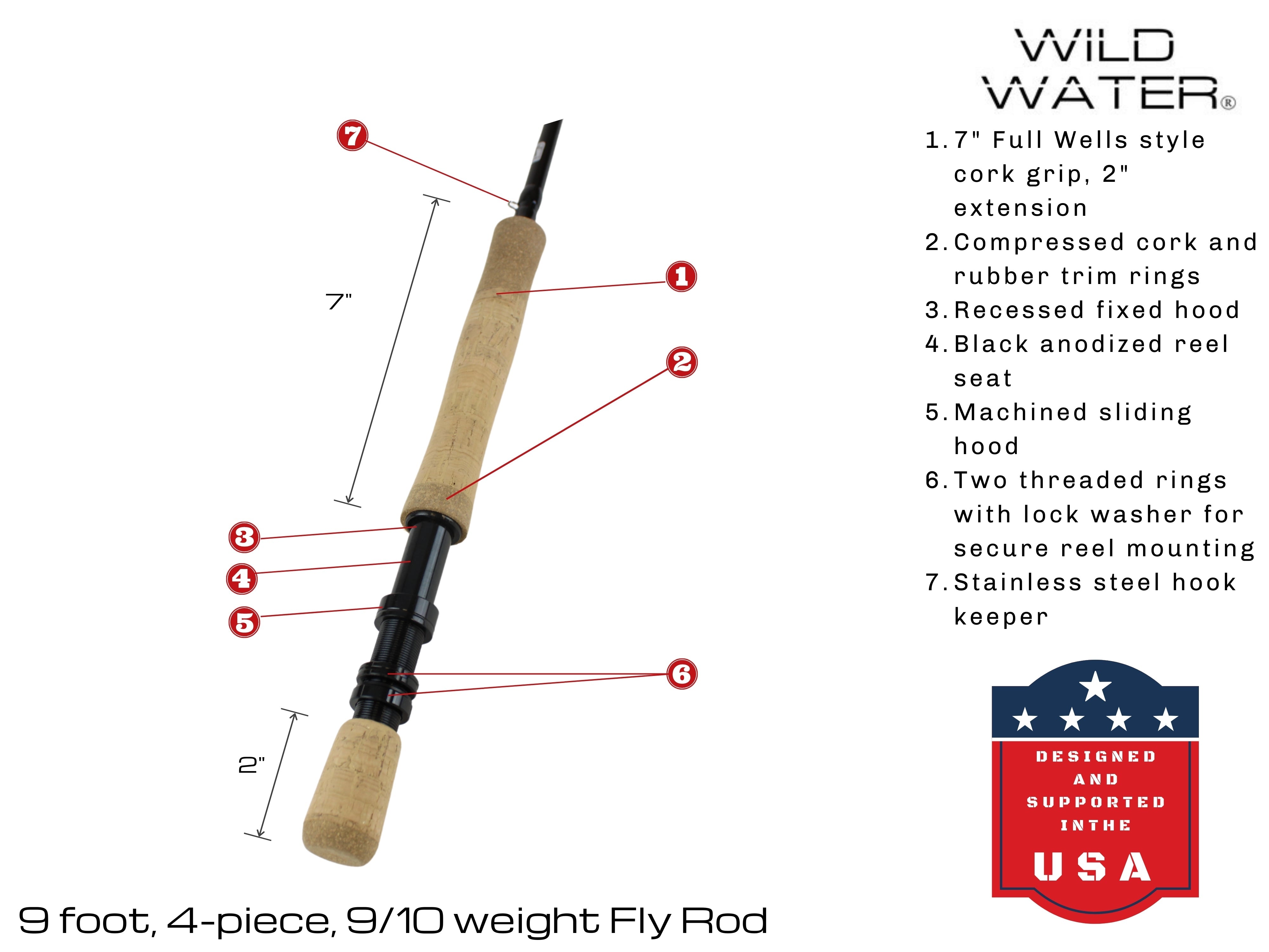 Wild Water Fly Fishing Kit, 9' 9/10 Weight Rod and Reel Package