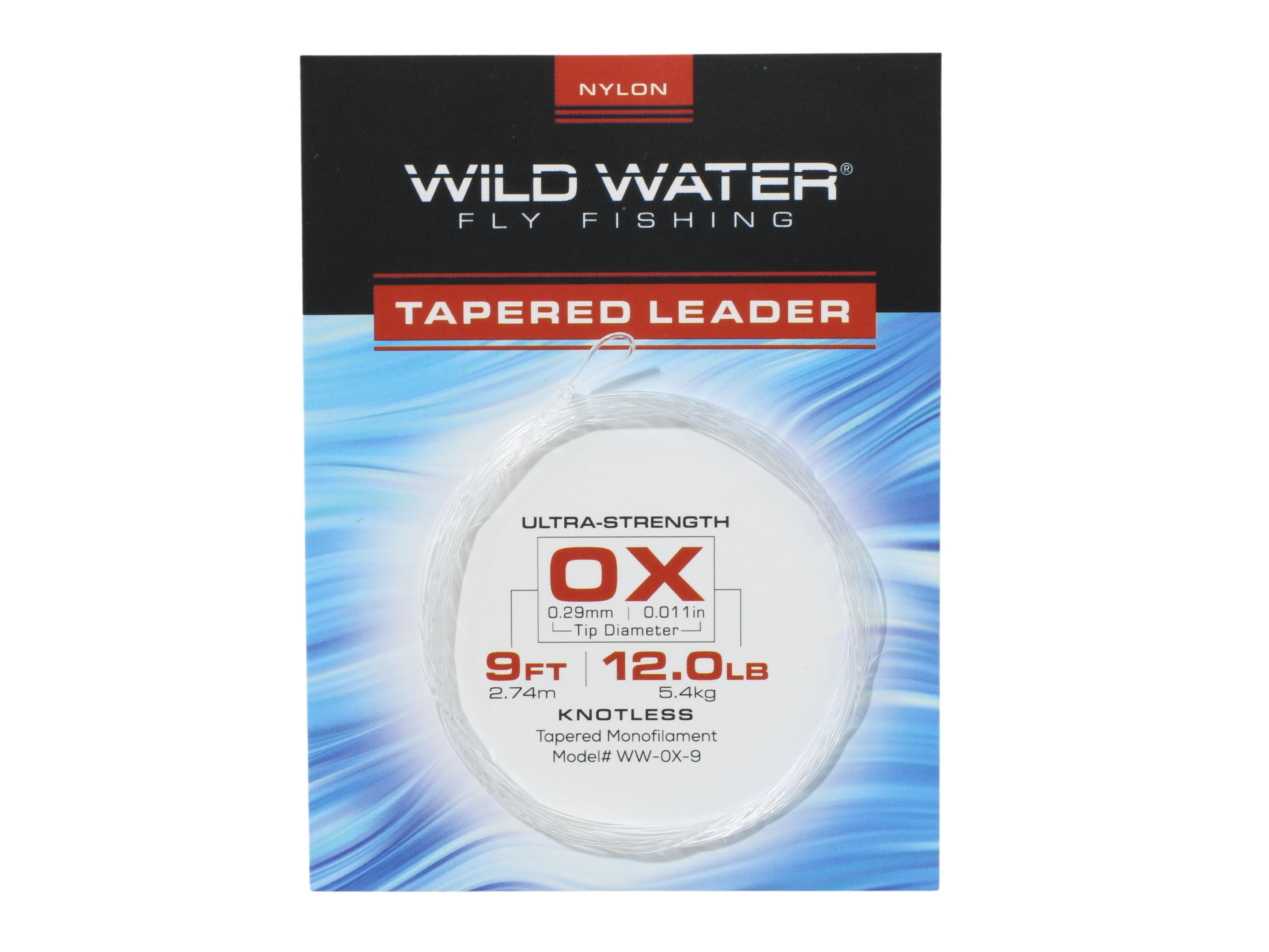 Wild Water Fly Fishing 9' Tapered Monofilament Leader 0X, 6 Pack