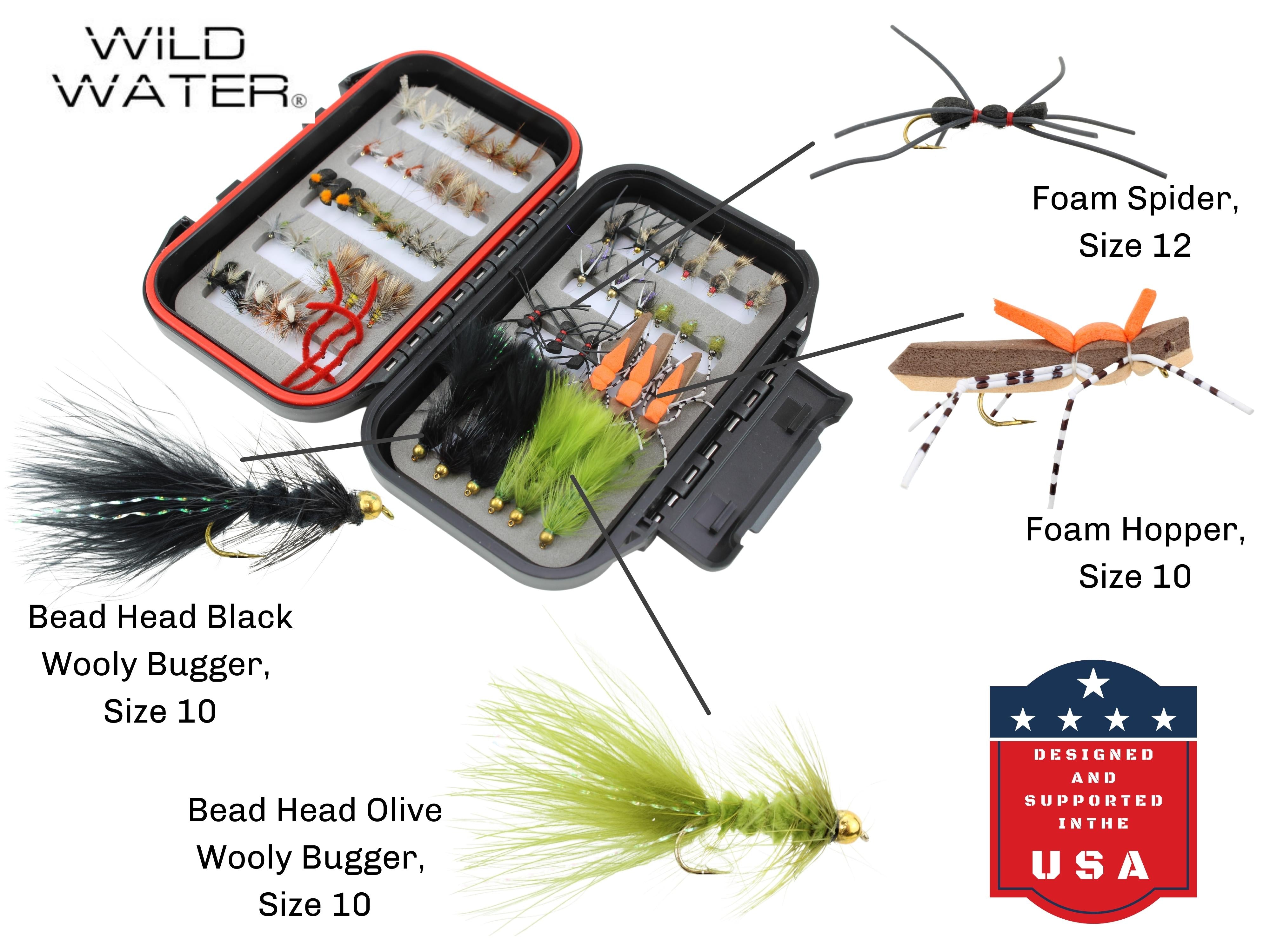 Wild Water Most Popular Flies Mini-Mega Assortment, 60 Flies with Small Fly Box