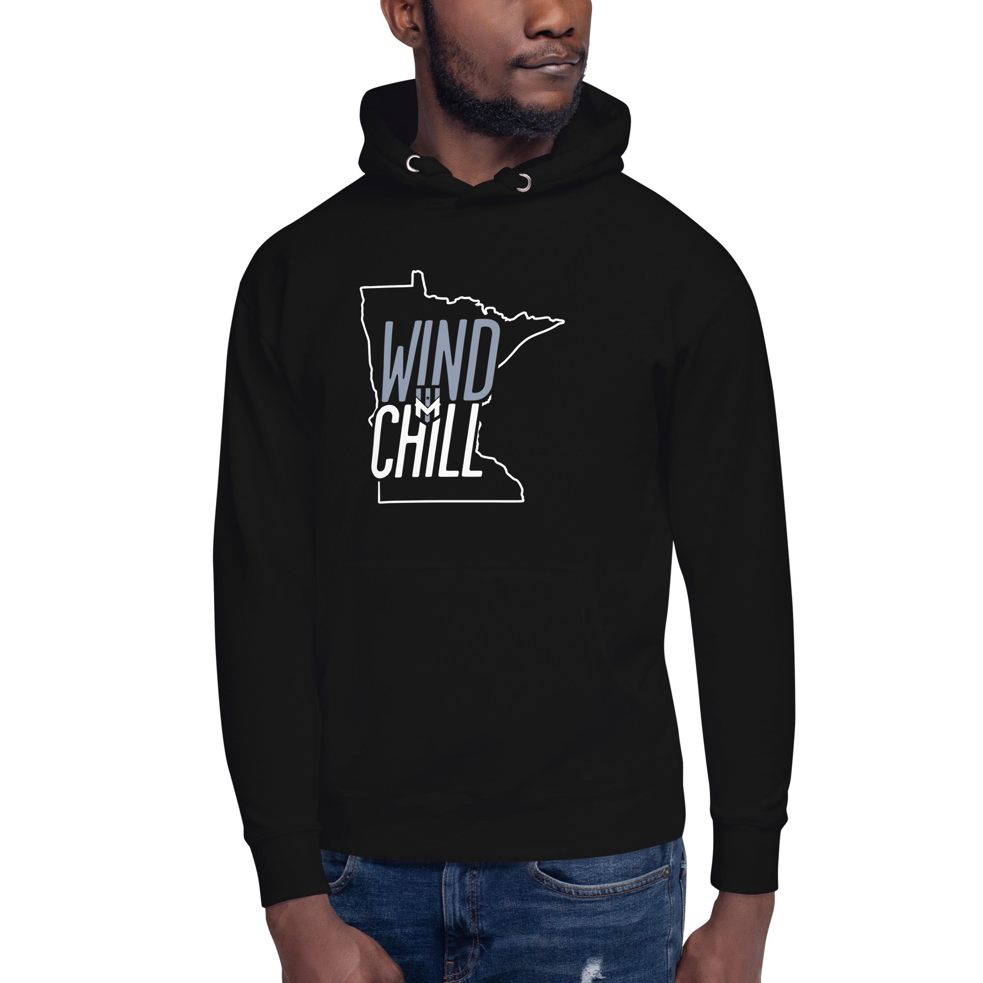 Wind Chill Black State Outline Hooded Sweatshirt