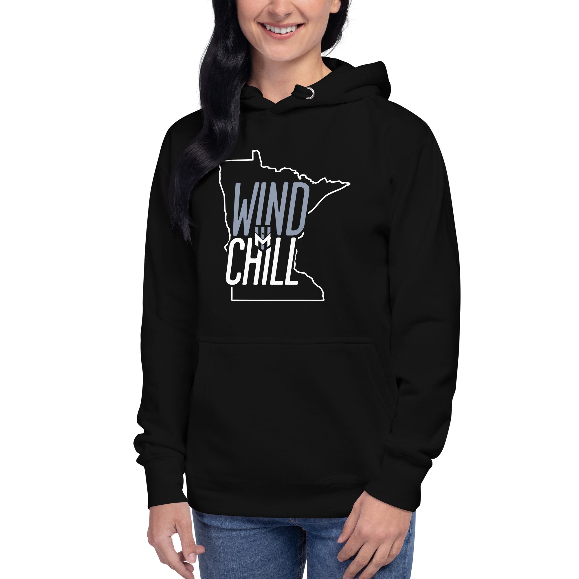 Wind Chill Black State Outline Hooded Sweatshirt