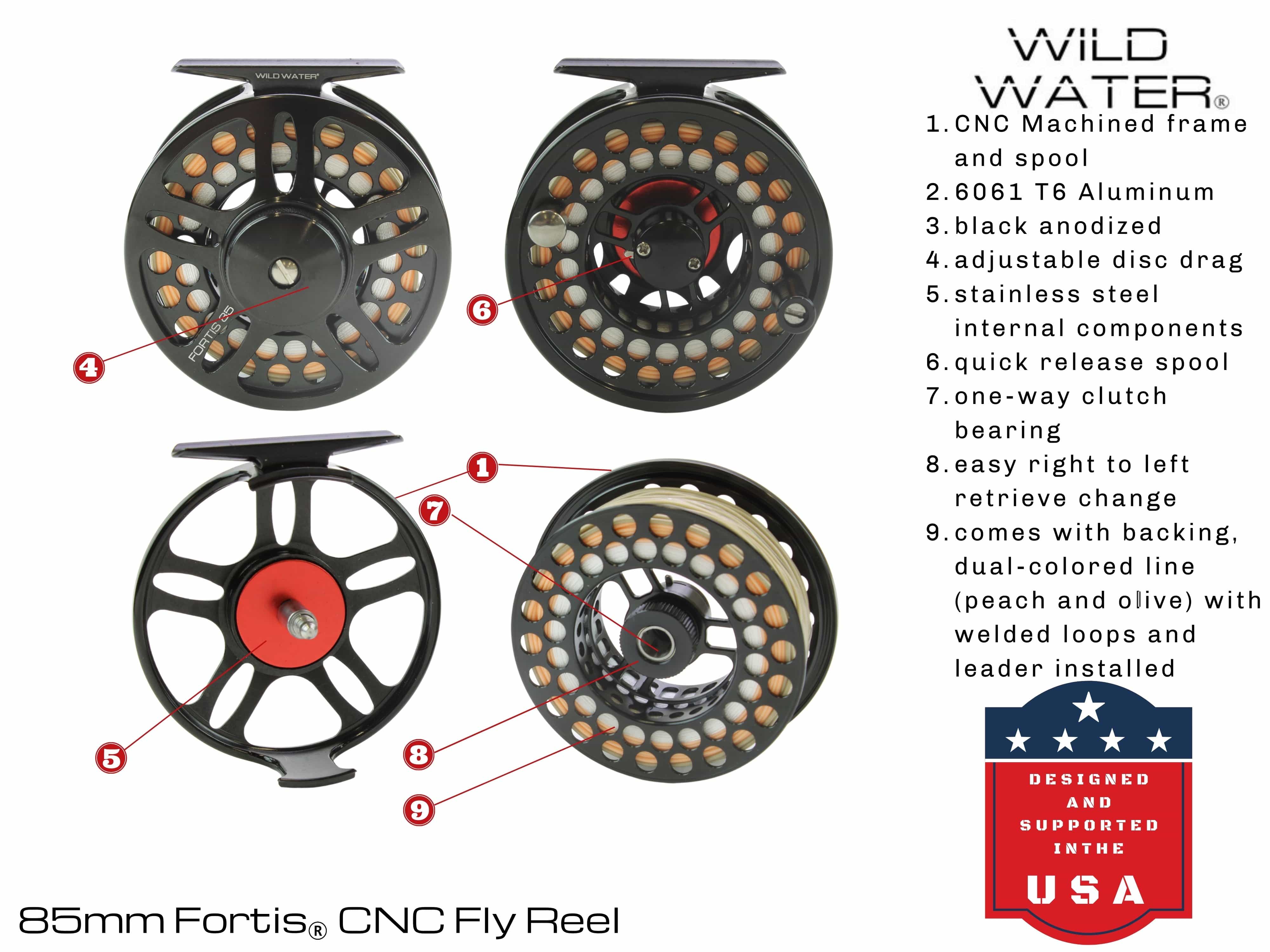 Wild Water CNC Fly Reel Fly Fishing Combo, 9 ft 5/6 wt