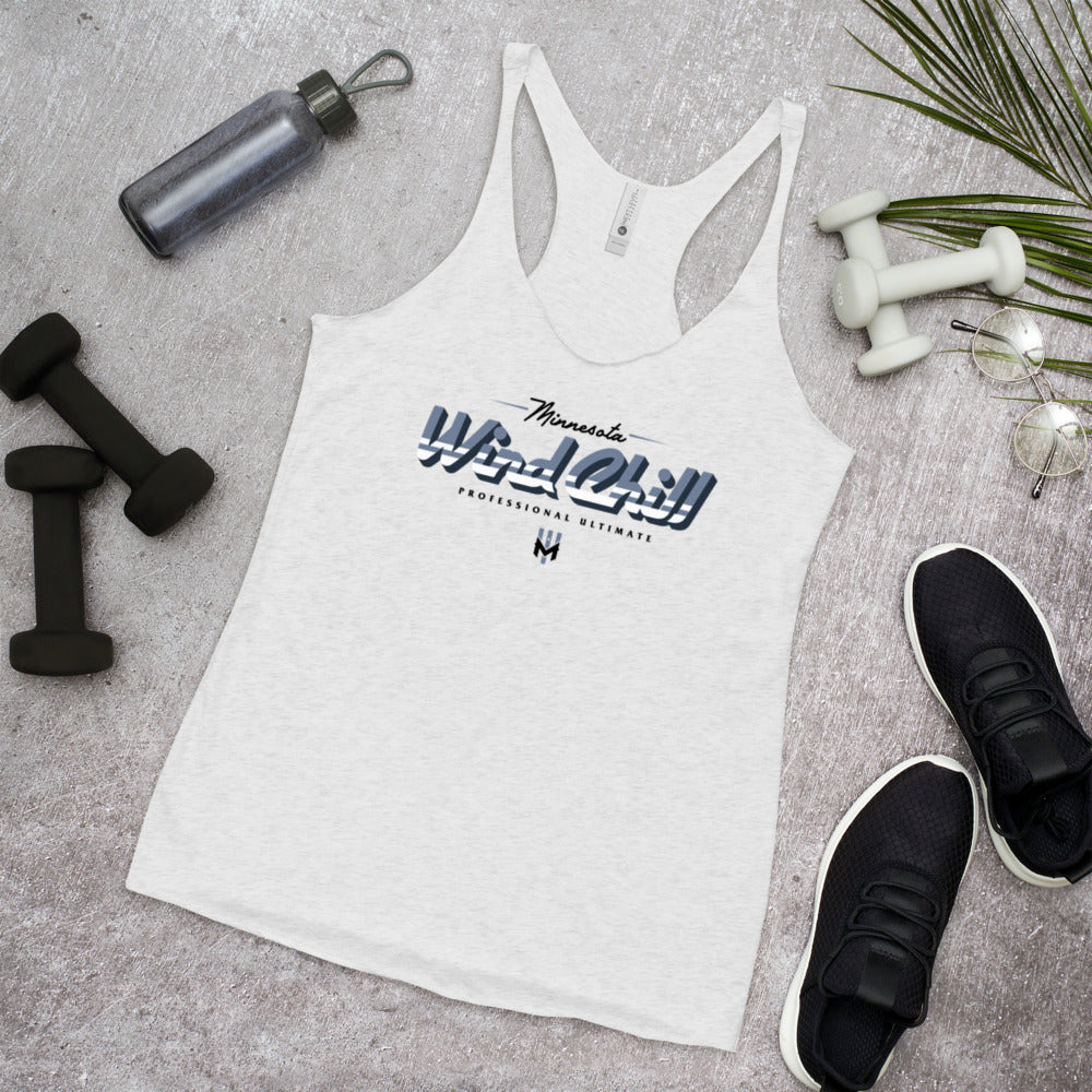 Wind Chill Women's Racerback Tank - White 3D Text