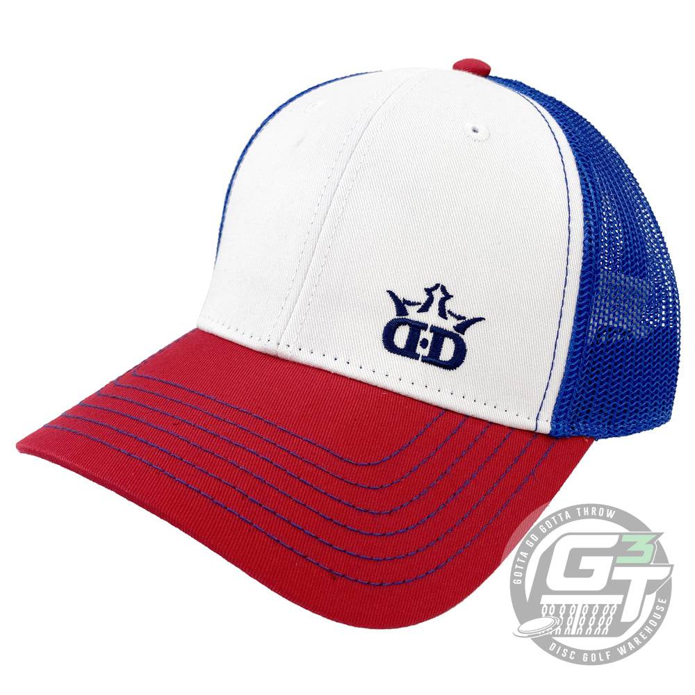 Dynamic Discs Apparel Red / White / Blue Dynamic Discs Standard D's Logo Snapback Mesh Disc Golf Hat