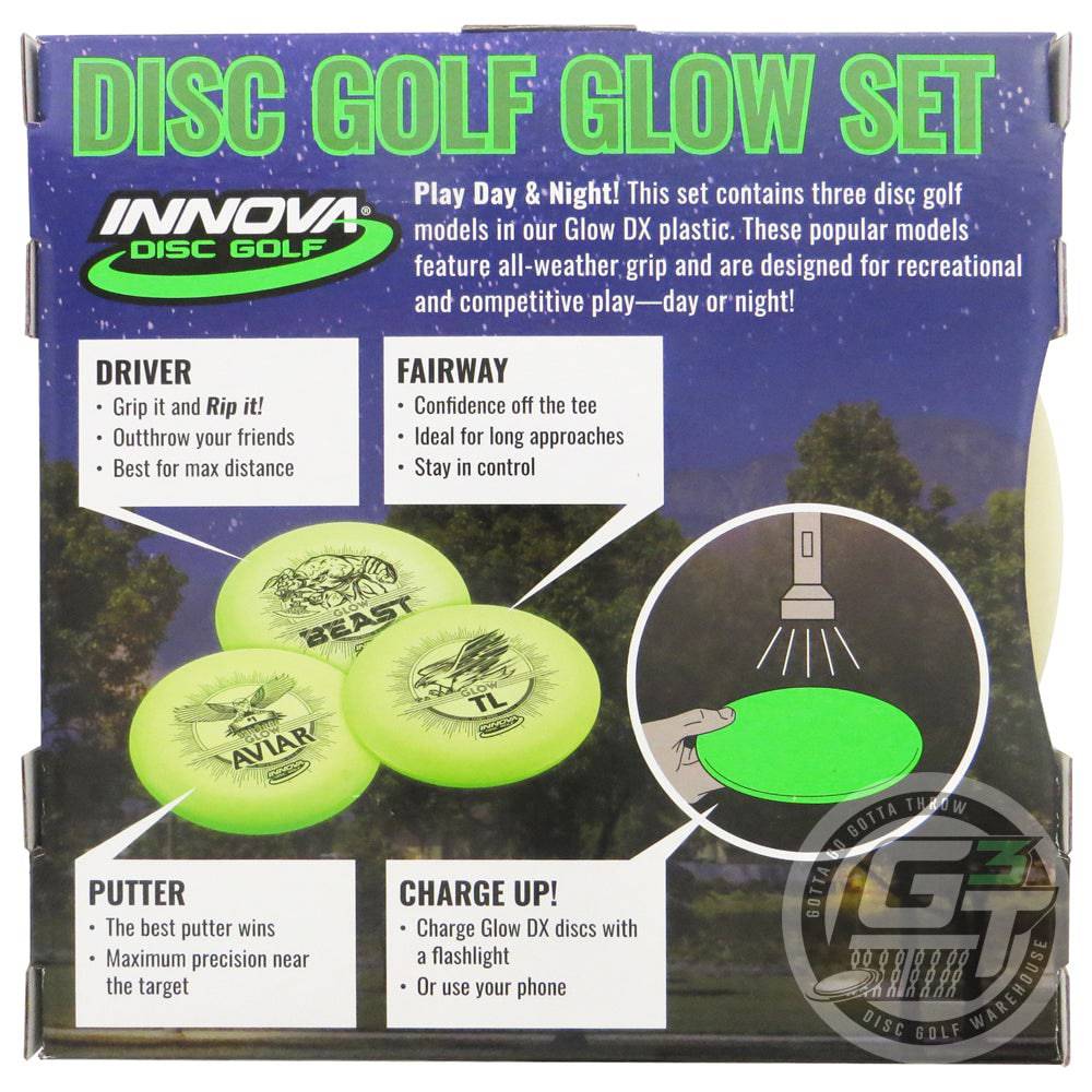 Innova Golf Disc Innova 3-Disc Glow DX Beginner Disc Golf Set